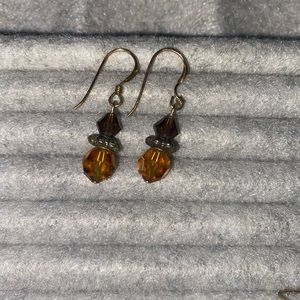 Brown and gold beaded earrings
